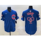 Men's Chicago Cubs Royal Harry Caray 'Holy Cow' Patch Limited Stitched Baseball Jersey