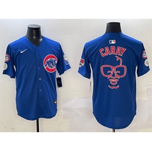 Men's Chicago Cubs Royal Harry Caray 'Holy Cow' Patch Limited Stitched Baseball Jersey