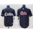 Men's Chicago Cubs Team Big Logo Black 'Gothic North Side Edition' Vapor Premier Limited Stitched Baseball Jersey