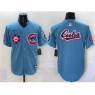 Men's Chicago Cubs Team Big Logo Blue 2025 Tokyo Series 2nd Alternate Limited Stitched Baseball Jersey