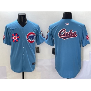 Men's Chicago Cubs Team Big Logo Blue 2025 Tokyo Series 2nd Alternate Limited Stitched Baseball Jersey
