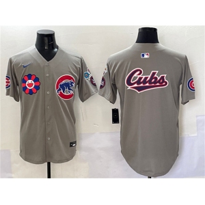 Men's Chicago Cubs Team Big Logo Gray 2025 Tokyo Series Limited Stitched Baseball Jersey