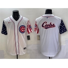 Men's Chicago Cubs Team Big Logo White 2025 Independence Day Vapor Premier Limited Stitched Baseball Jersey