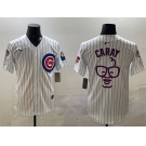 Men's Chicago Cubs White Harry Caray 'Holy Cow' Patch Limited Stitched Baseball Jersey