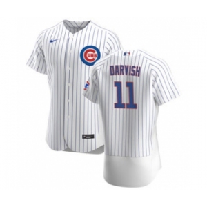 Men's Nike Chicago Cubs #11 Yu Darvish White Home 2020 Authentic Player Baseball Jersey
