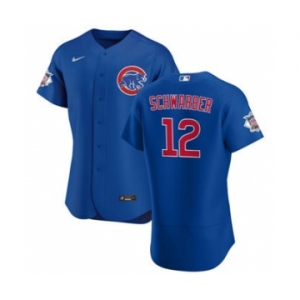 Men's Nike Chicago Cubs #12 Kyle Schwarber Royal Alternate 2020 Authentic Player Baseball Jersey