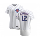 Men's Nike Chicago Cubs #12 Kyle Schwarber White Home 2020 Authentic Player Baseball Jersey