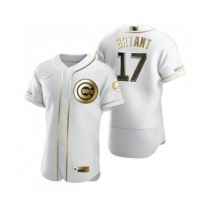 Men's Nike Chicago Cubs #17 Kris Bryant White 2020 Authentic Golden Edition Baseball Jersey
