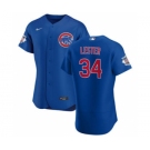 Men's Nike Chicago Cubs #34 Jon Lester Royal Alternate 2020 Authentic Player Baseball Jersey