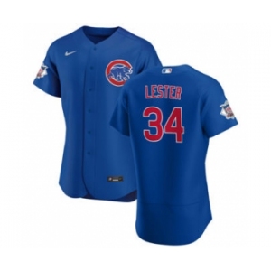 Men's Nike Chicago Cubs #34 Jon Lester Royal Alternate 2020 Authentic Player Baseball Jersey