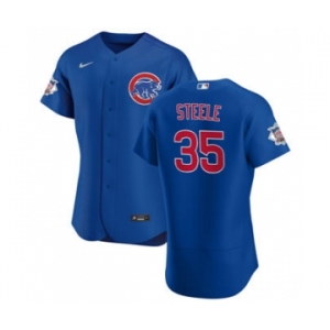 Men's Nike Chicago Cubs #35 Justin Steele Royal Alternate 2020 Authentic Player Baseball Jersey