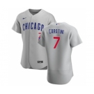 Men's Nike Chicago Cubs #7 Victor Caratini Gray Road 2020 Authentic Team Baseball Jersey