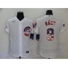 Men's Nike Chicago Cubs #9 Javier Baez White 2020 Stars & Stripes 4th of July Jersey