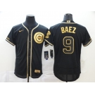 Nike Men's Chicago Cubs #9 Javier Baez Black Retro gold font Fashion Flex Base Authentic Baseball Jersey