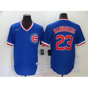 Nike Men's Mitchell and Ness Chicago Cubs #23 Ryne Sandberg Authentic Blue Throwback MLB Jersey