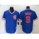 Nike Men's Mitchell and Ness Chicago Cubs #9 Javier Baez Authentic Blue Throwback MLB Jersey