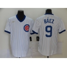 Nike Men's Mitchell and Ness Chicago Cubs #9 Javier Baez Authentic White Throwback MLB Jersey