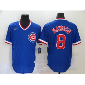Nike Men's Mitchell and Ness Chicago Cubs#8 Andre Dawson Authentic Blue Throwback MLB Jersey