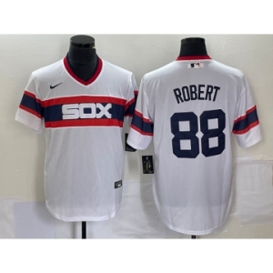 Men's Chicago White Sox #88 Luis Robert White Cool Base Throwback Stitched Jersey