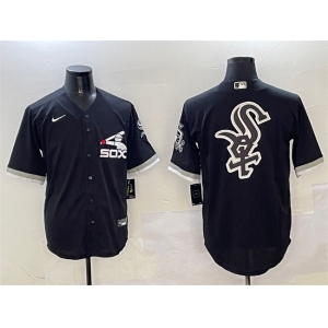 Men's Chicago White Sox Black Team Big Logo Cool Base Stitched Jersey