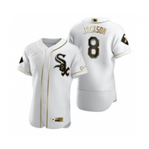 Men's Nike Chicago White Sox #8 Bo Jackson White 2020 Authentic Golden Edition Baseball Jersey