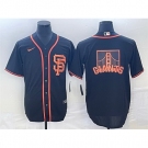 Men San Francisco Giants Black Team Big Logo Cool Base Stitched Baseball Jersey