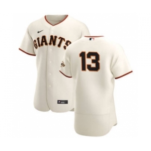 Men's Nike San Francisco Giants #13 Austin Slater Cream Home 2020 Authentic Player Baseball Jersey