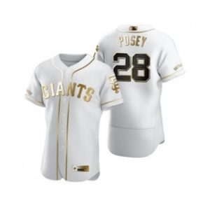 Men's Nike San Francisco Giants #28 Buster Posey White 2020 Authentic Golden Edition Baseball Jersey