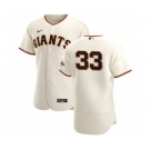 Men's Nike San Francisco Giants #33 Darin Ruf Cream Home 2020 Authentic Player Baseball Jersey