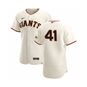 Men's Nike San Francisco Giants #41 Wilmer Flores Cream Home 2020 Authentic Player Baseball Jersey