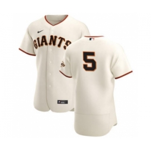 Men's Nike San Francisco Giants #5 Mike Yastrzemski Cream Home 2020 Authentic Player Baseball Jersey