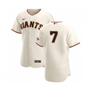 Men's Nike San Francisco Giants #7 Donovan Solano Cream Home 2020 Authentic Player Baseball Jersey