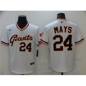 Men's Nike San Francisco Giants#24 Willie May White Retro Baseball Jersey