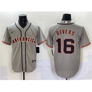 Men's San Francisco Giants #16 Rafael Devers Gray Cool Base Stitched Baseball Jersey
