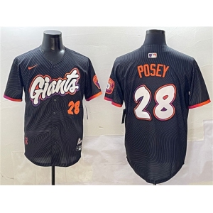Men's San Francisco Giants #28 Buster Posey Anthracite 2025 City Connect Limited Stitched Baseball Jersey