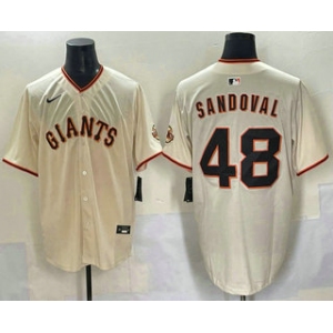 Men's San Francisco Giants #48 Pablo Sandoval Cream Limited Stitched Jersey