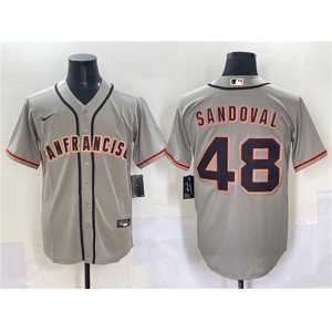 Men's San Francisco Giants #48 Pablo Sandoval Gray Cool Base Stitched Baseball Jersey