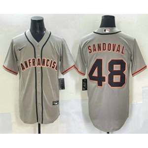 Men's San Francisco Giants #48 Pablo Sandoval Grey Cool Base Stitched Jersey