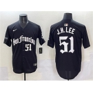 Men's San Francisco Giants #51 Jung Hoo Lee Black 'Gothic Fog Edition' Vapor Premier Limited Stitched Baseball Jersey