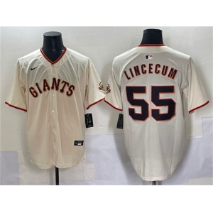 Men's San Francisco Giants #55 Tim Lincecum Cream 2024 Home Limited Stitched Baseball Jersey