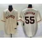 Men's San Francisco Giants #55 Tim Lincecum Cream Limited Stitched Jersey