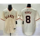 Men's San Francisco Giants #8 Hunter Pence Cream Limited Stitched Jersey
