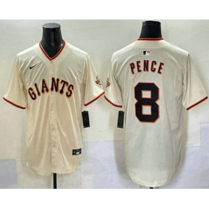 Men's San Francisco Giants #8 Hunter Pence Cream Limited Stitched Jersey