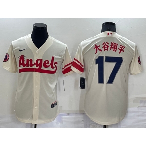 Men's Los Angeles Angels #17 大谷翔平 2022 Cream City Connect Cool Base Stitched Jersey