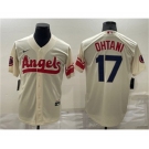 Men's Los Angeles Angels #17 Shohei Ohtani Cream 2022 City Connect Cool Base Stitched Jersey