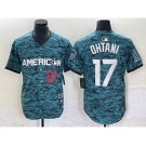 Men's Los Angeles Angels #17 Shohei Ohtani Number Teal 2023 All Star Cool Base Stitched Jersey1