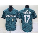 Men's Los Angeles Angels #17 Shohei Ohtani Number Teal 2023 All Star Cool Base Stitched Jersey