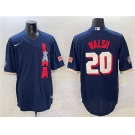 Men's Los Angeles Angels #20 Jared Walsh 2021 Navy All-Star Cool Base Stitched Baseball Jersey