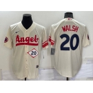 Men's Los Angeles Angels #20 Jared Walsh Number Cream 2022 City Connect Cool Base Stitched Jersey