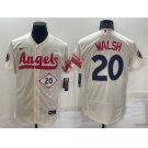 Men's Los Angeles Angels #20 Jared Walsh Number Cream 2022 City Connect Flex Base Stitched Jersey